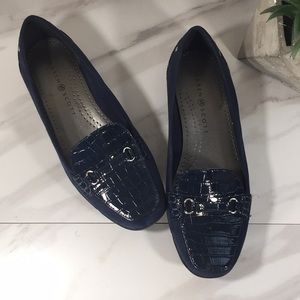 KAREN SCOTT blue suede /patent leather loafers 8M